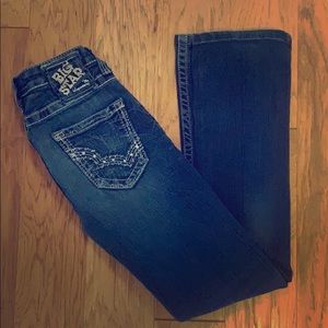 Dark wash bootcut Big Star jeans.